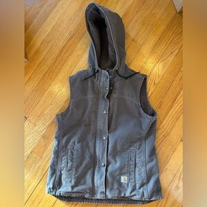 Carhartt Gray/Brown Sherpa Lined Vest, “Berkley”